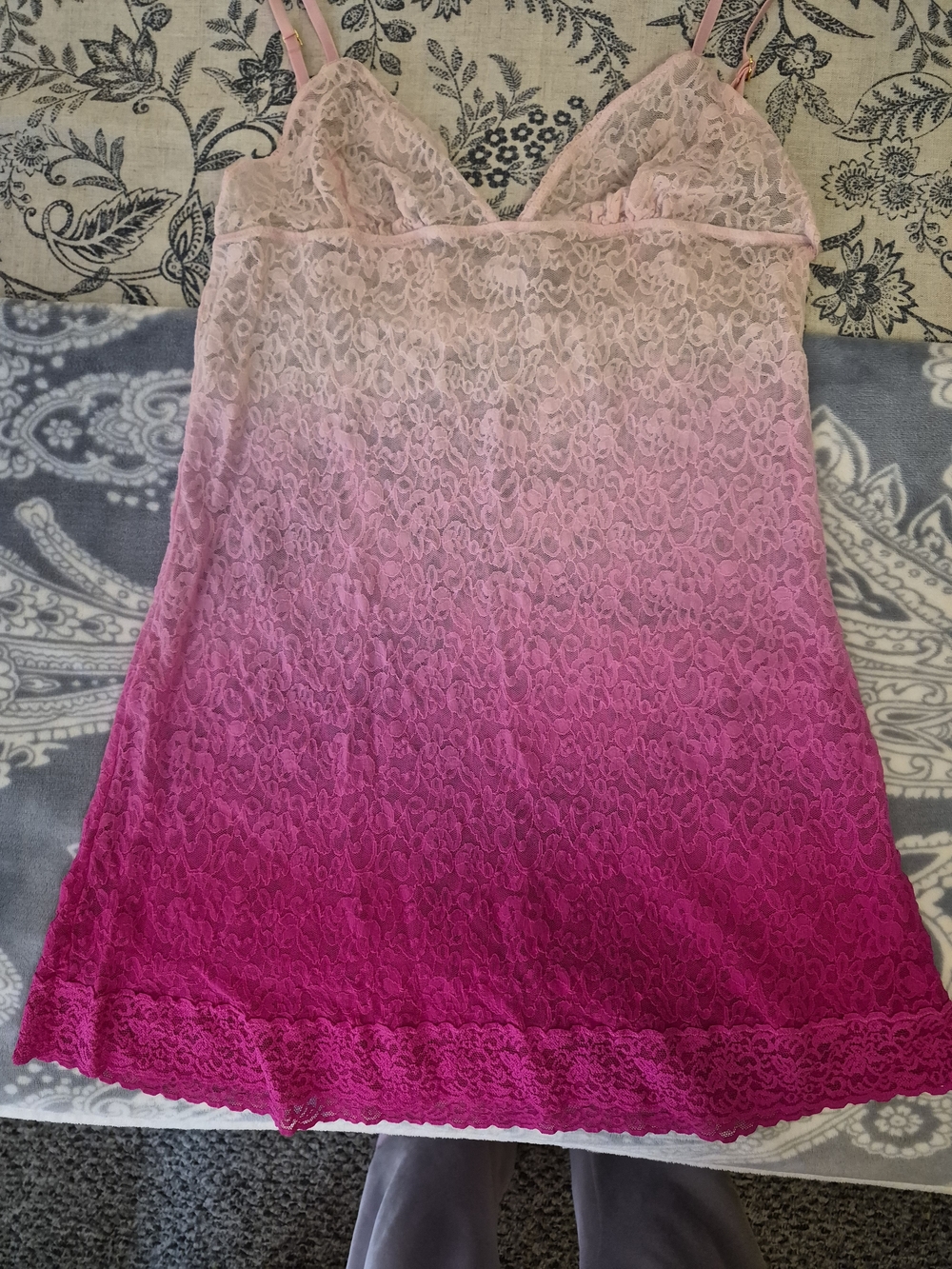 NWT - Victoria's Secret Pink Ombre Lace Nighty L